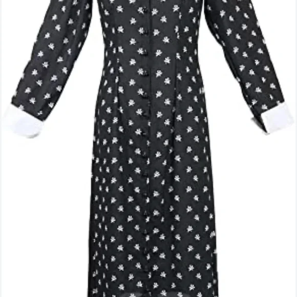 # 0757 + Wednesday TV Series Stylish Black and White Dress - Picture 3 of 9